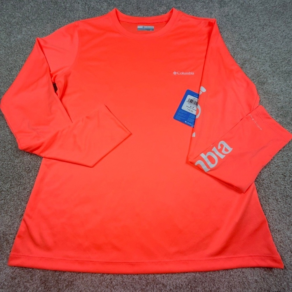 Columbia Womens Rapid Creek Long Sleeve Shirt Neon Orange UPF 50 Small NEW